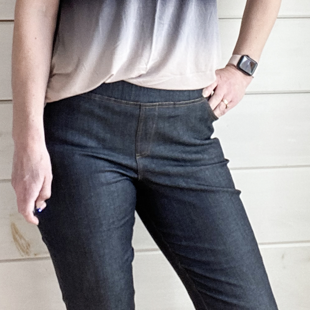 Front jeans style pocket and waistband casing hack for your Fit