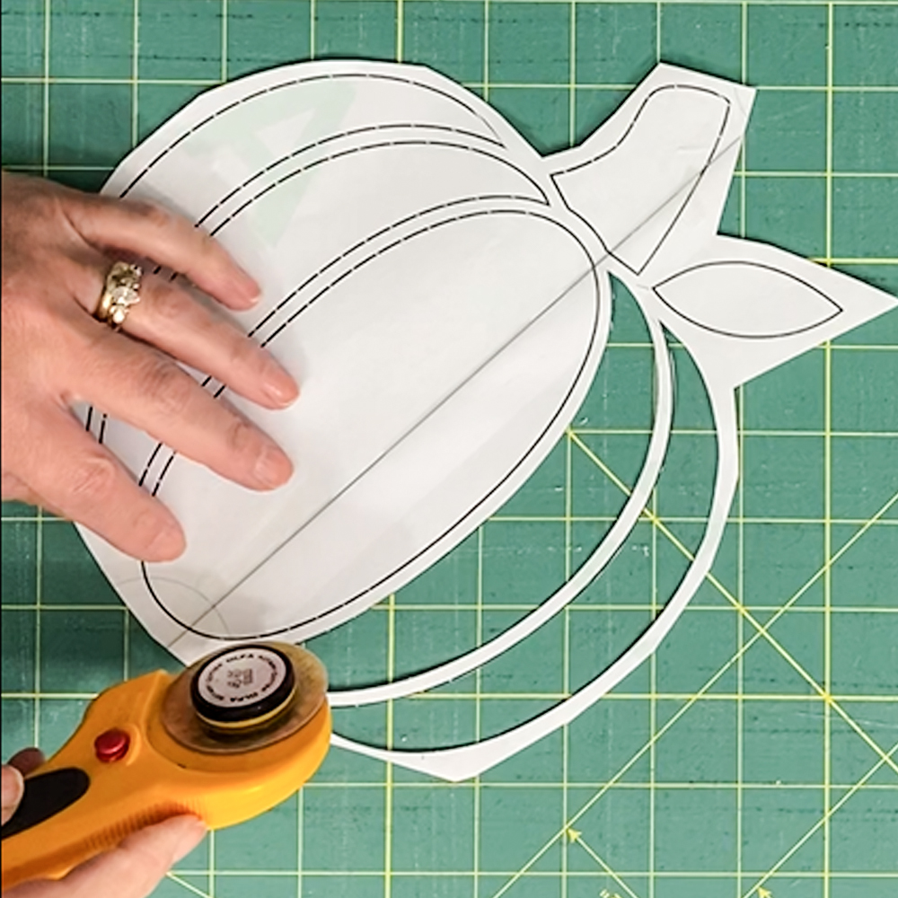 Cutting pumpkin applique template out
